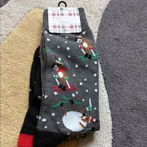 Men's Gray Skiing Reindeer Socks